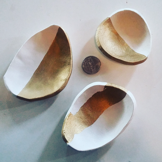 MEDIUM Handmade + hand-painted neutral/gold ceramics